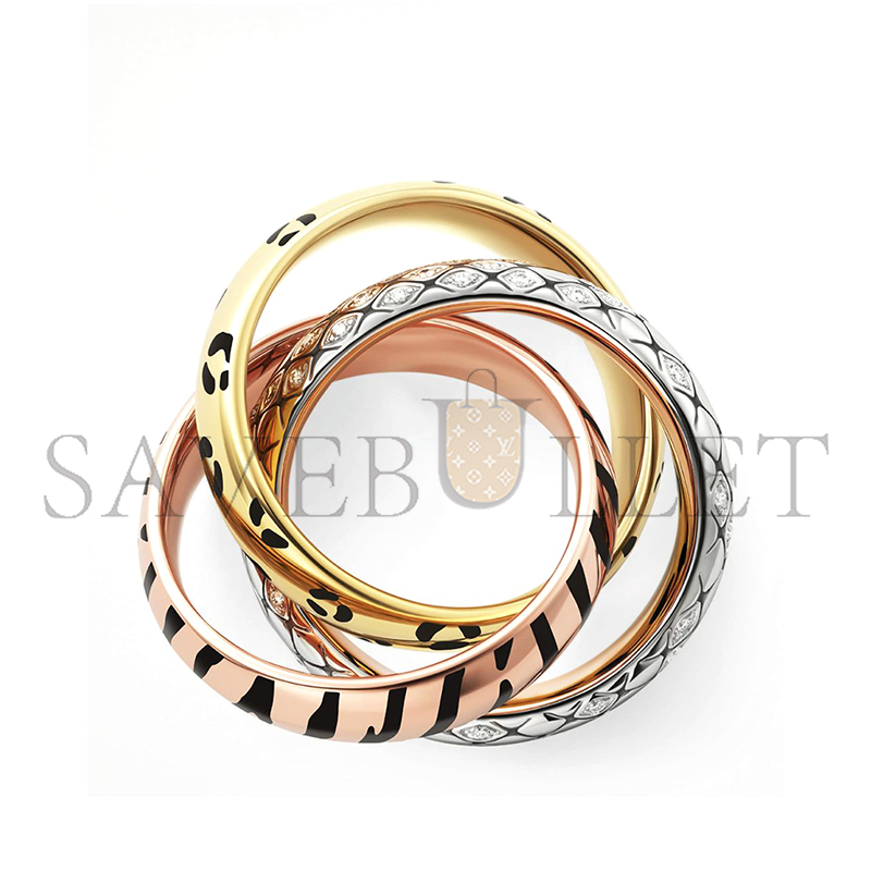 ca*t1er lacquered gold and semi-pavÉd D1am0nd trinity ring crb4241700
